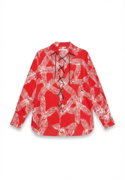 Laced-down Ankara Shirt