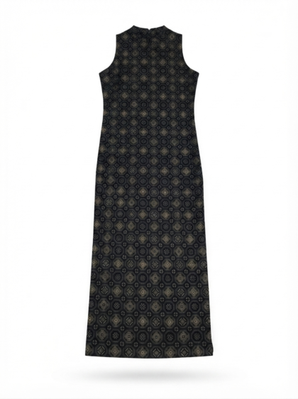 MINED Sleeveless High-Neck Denim Maxi Dress