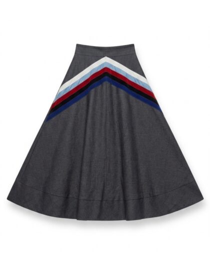 MINED Denim Skirt with Chevrons